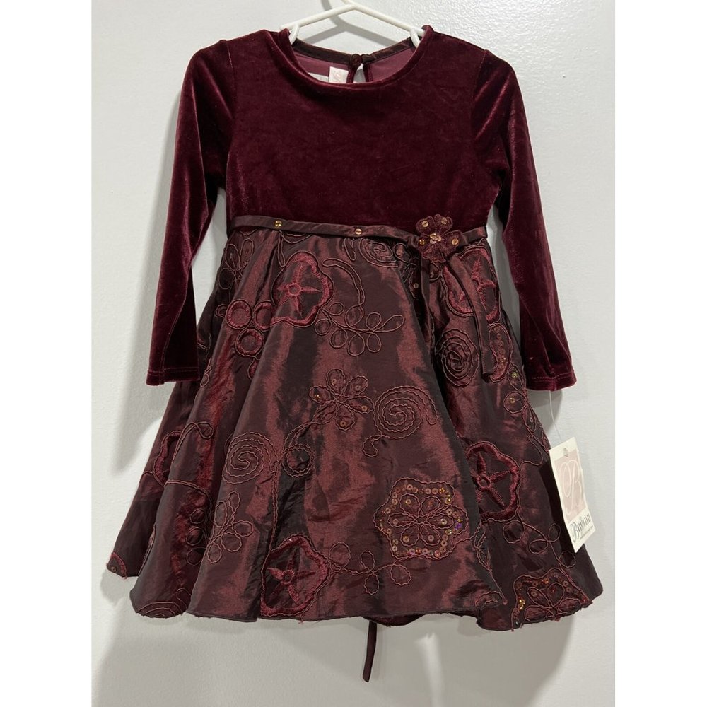 Bonnie Baby Dress 24M Holiday Velvet Burgundy
